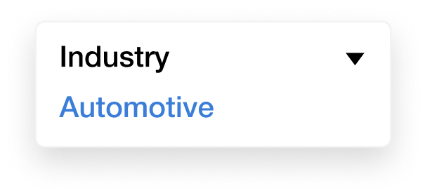 "Industry, Automotive" displayed in a web app user interface design