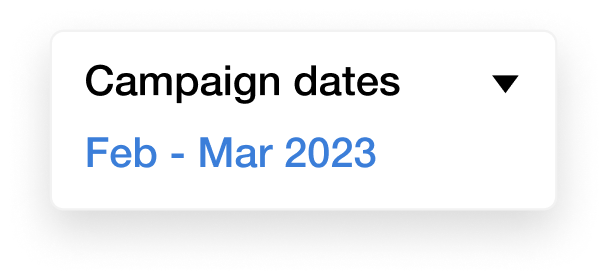 "Campaign dates, Feb-Mar 2023" displayed in a web app user interface design