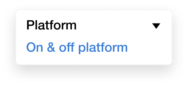 "Platform, On & off platform" displayed in a web app user interface design