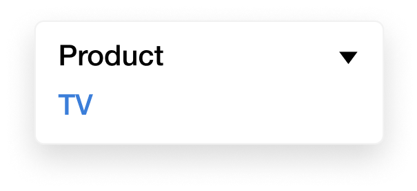 "Product, TV" displayed in a web app user interface design