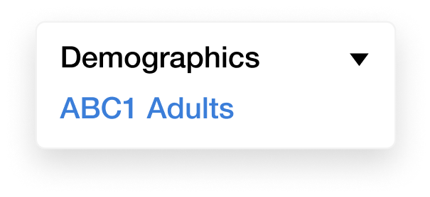 "Demographics, ABC1 adults" displayed in a web app user interface design